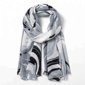 Abstract Print Scarf- Grey